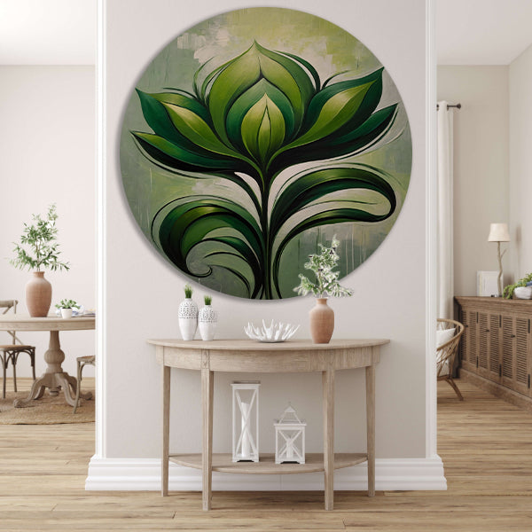 Abstracte Bloeiende Groene Bloem forex muurcirkel