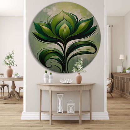 Abstracte Bloeiende Groene Bloem forex muurcirkel