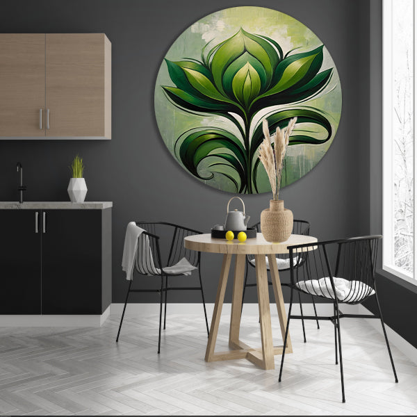 Abstracte Bloeiende Groene Bloem forex muurcirkel