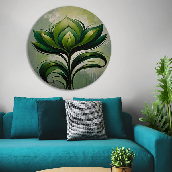 Abstracte Bloeiende Groene Bloem forex muurcirkel