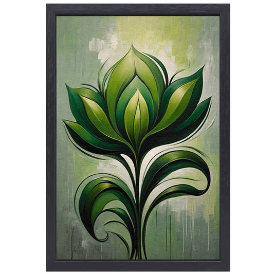 Abstracte Bloeiende Groene Bloem op Canvas canvas met baklijst