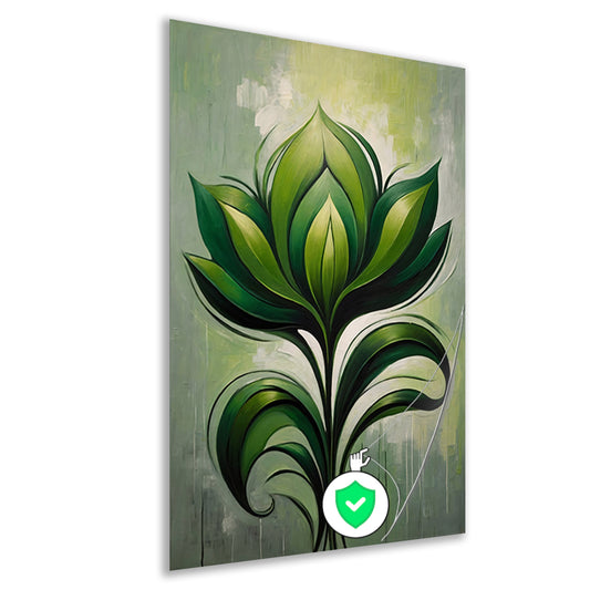 Abstracte Bloeiende Groene Bloem op Canvas poster