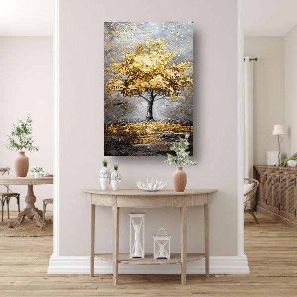 Majestueuze gouden boom in abstract landschap acrylglas