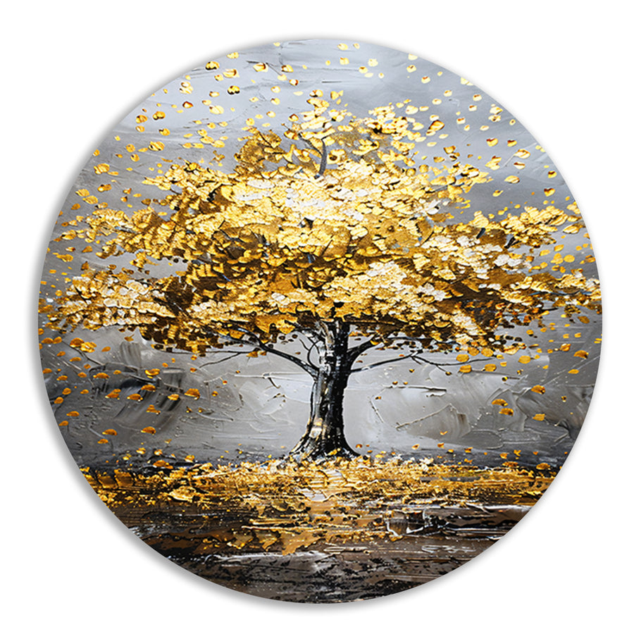 Majestueuze gouden boom in abstract landschap forex muurcirkel