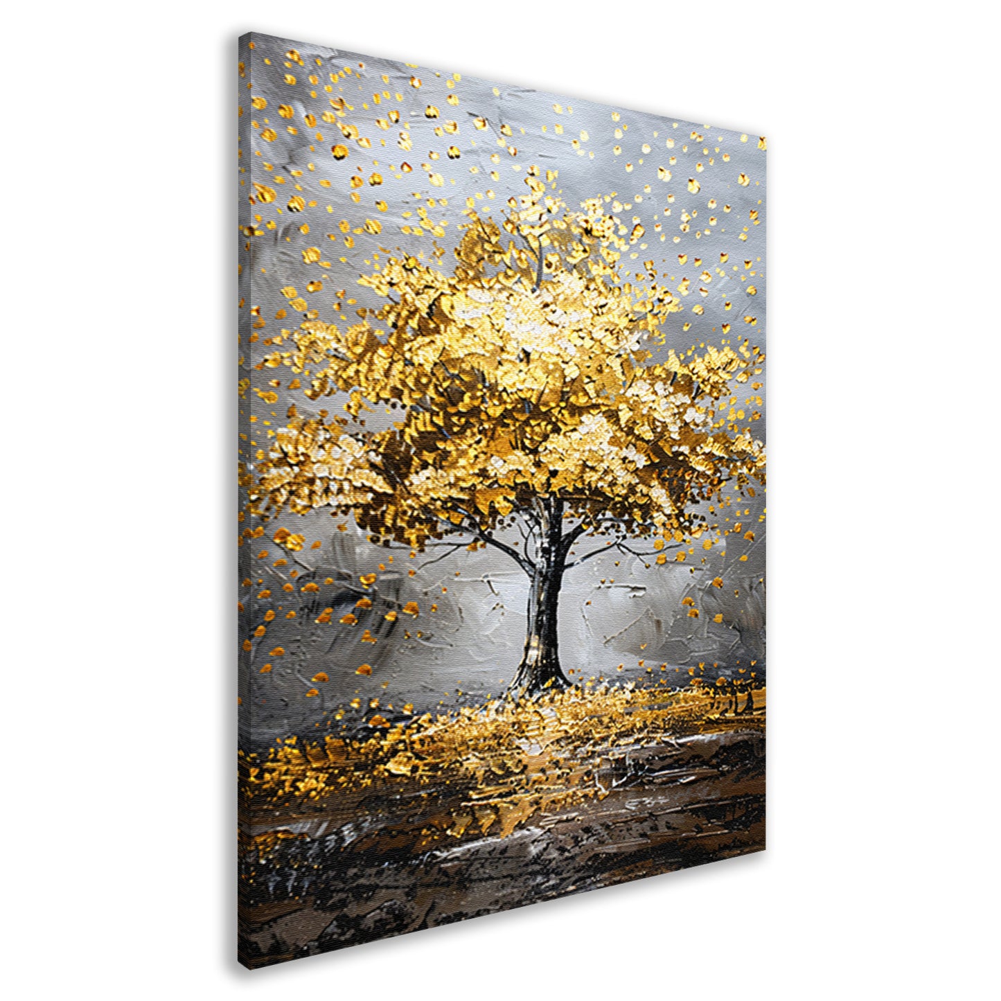 Majestueuze gouden boom in abstract landschap canvas