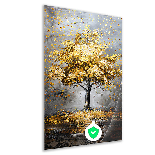 Majestueuze gouden boom in abstract landschap poster