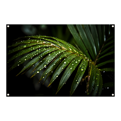 Blad met waterdruppels in close-up tuinposter