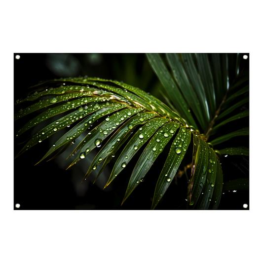 Blad met waterdruppels in close-up tuinposter