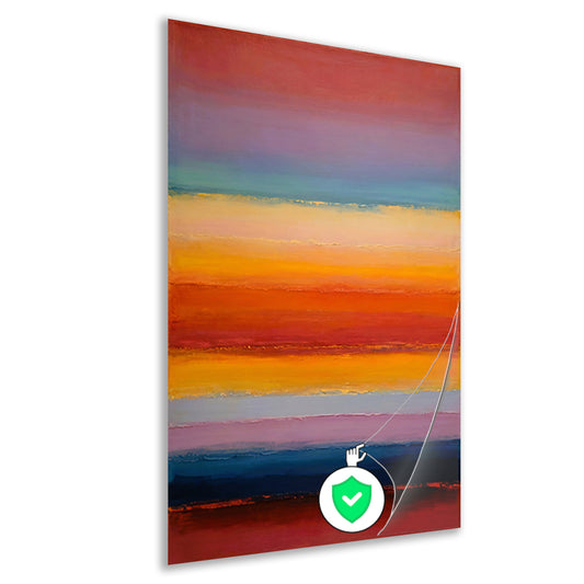 Abstracte horizon in warme zonsondergangstinten poster