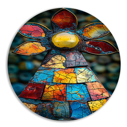 Kleurrijk Mozaïek Kunstwerk Bloem forex muurcirkel