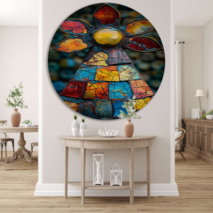 Kleurrijk Mozaïek Kunstwerk Bloem forex muurcirkel