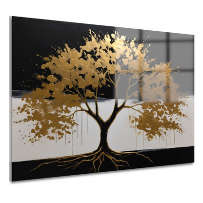 Gouden boom tegen nachtelijke hemel acrylglas