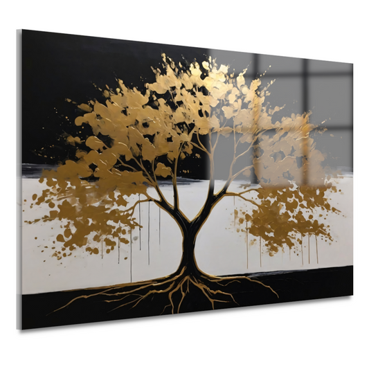 Gouden boom tegen nachtelijke hemel acrylglas