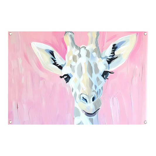 Abstract giraffe schilderij met roze tinten tuinposter