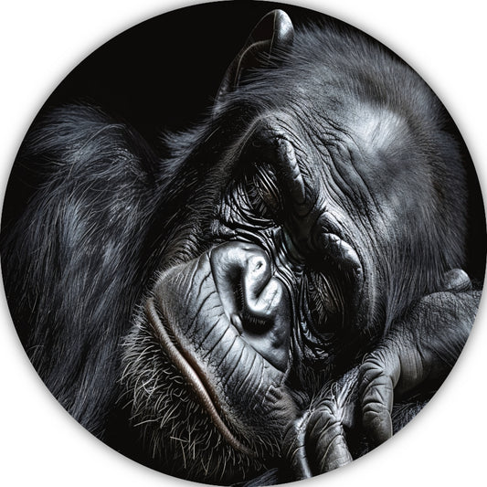 De stille contemplatie van een gorilla aluminium muurcirkel