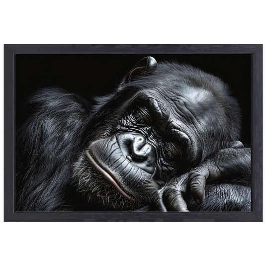 De stille contemplatie van een gorilla canvas met baklijst
