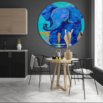 Kleurrijk abstract schilderij van een olifant forex muurcirkel