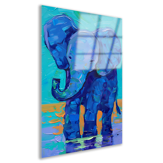 Kleurrijk abstract schilderij van een olifant acrylglas