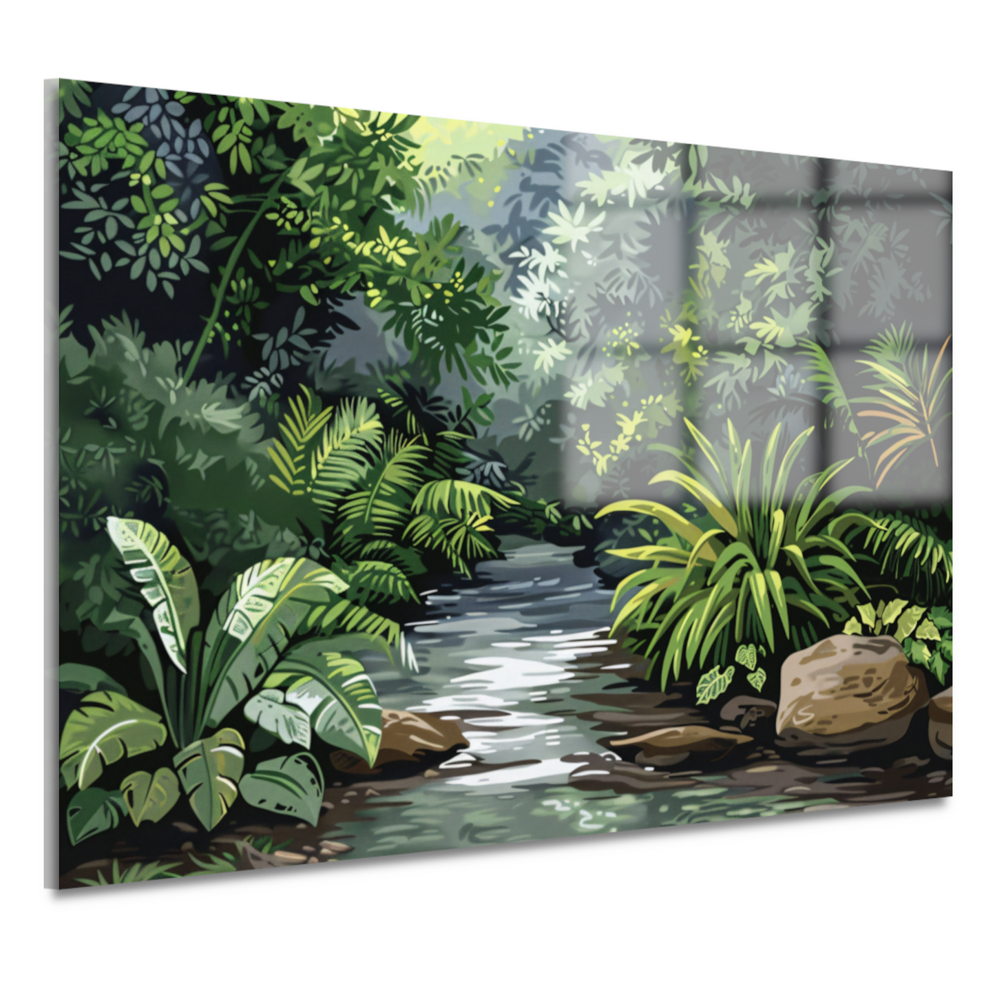 Impressionistische rivier in jungle acrylglas