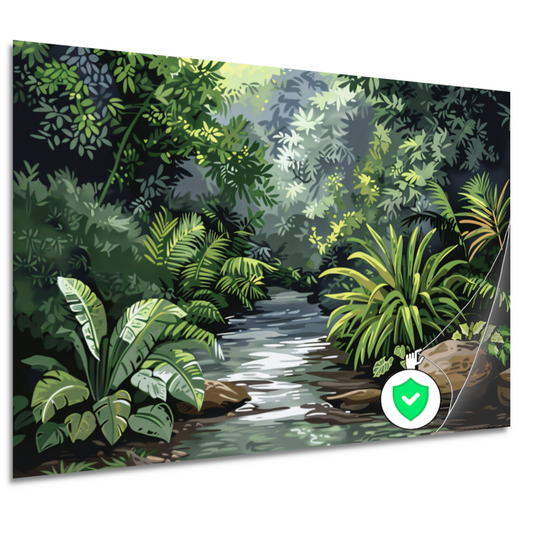 Impressionistische rivier in jungle poster