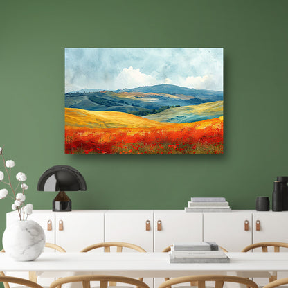 Zomerlandschap met Kleurrijke Velden canvas met baklijst