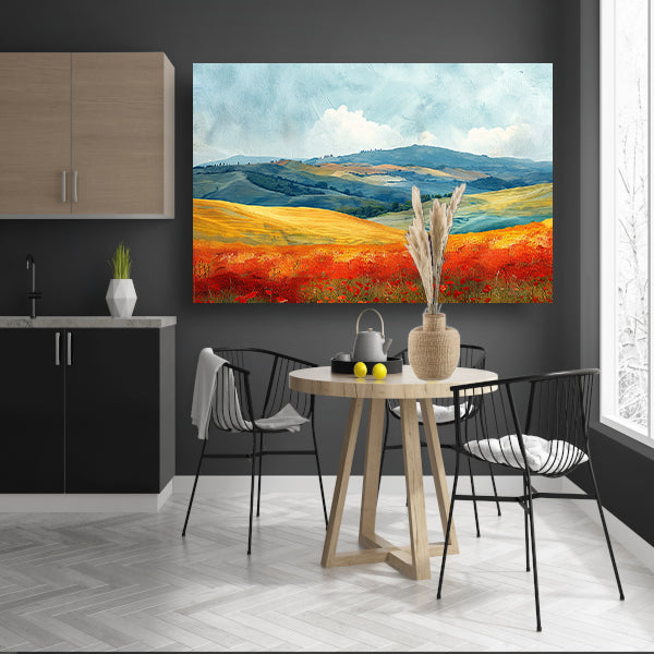 Zomerlandschap met Kleurrijke Velden canvas met baklijst