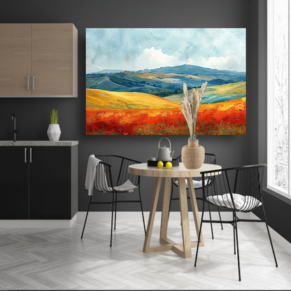 Zomerlandschap met Kleurrijke Velden canvas met baklijst