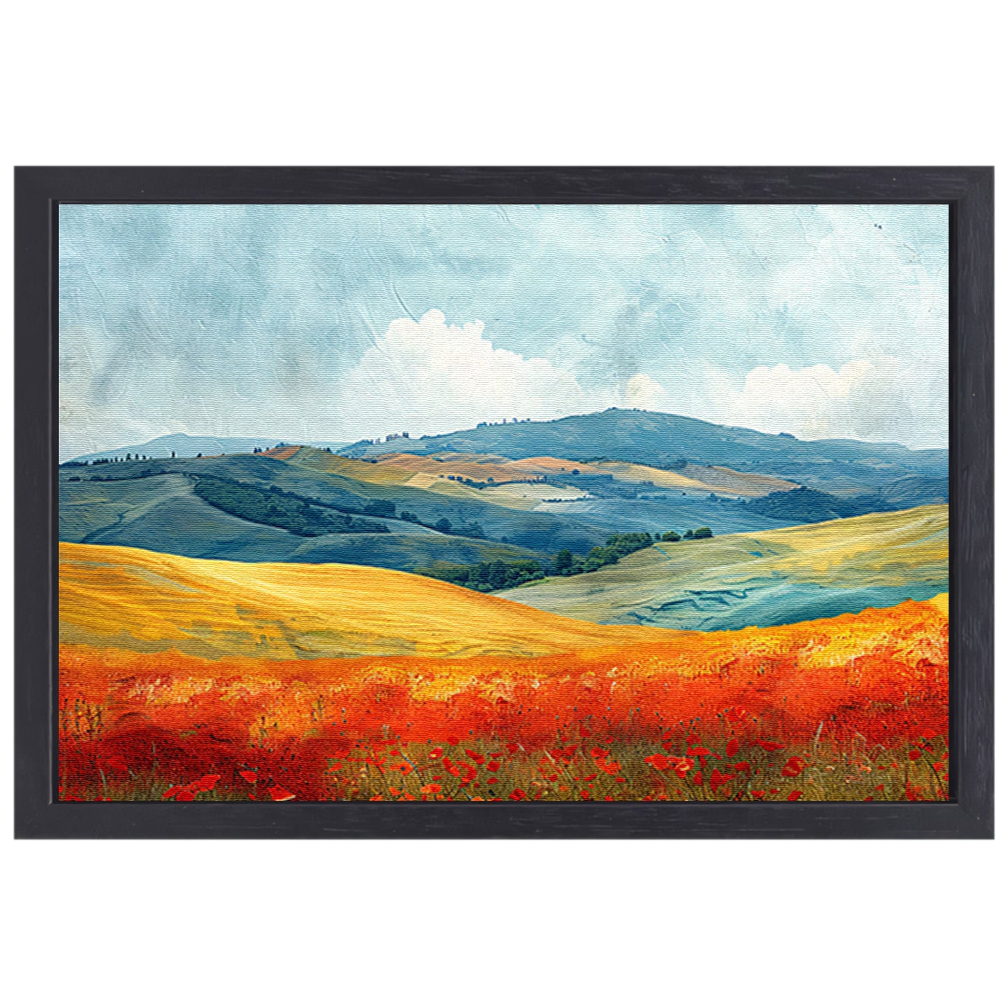 Zomerlandschap met Kleurrijke Velden canvas met baklijst