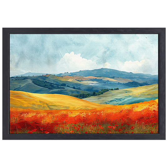 Zomerlandschap met Kleurrijke Velden canvas met baklijst