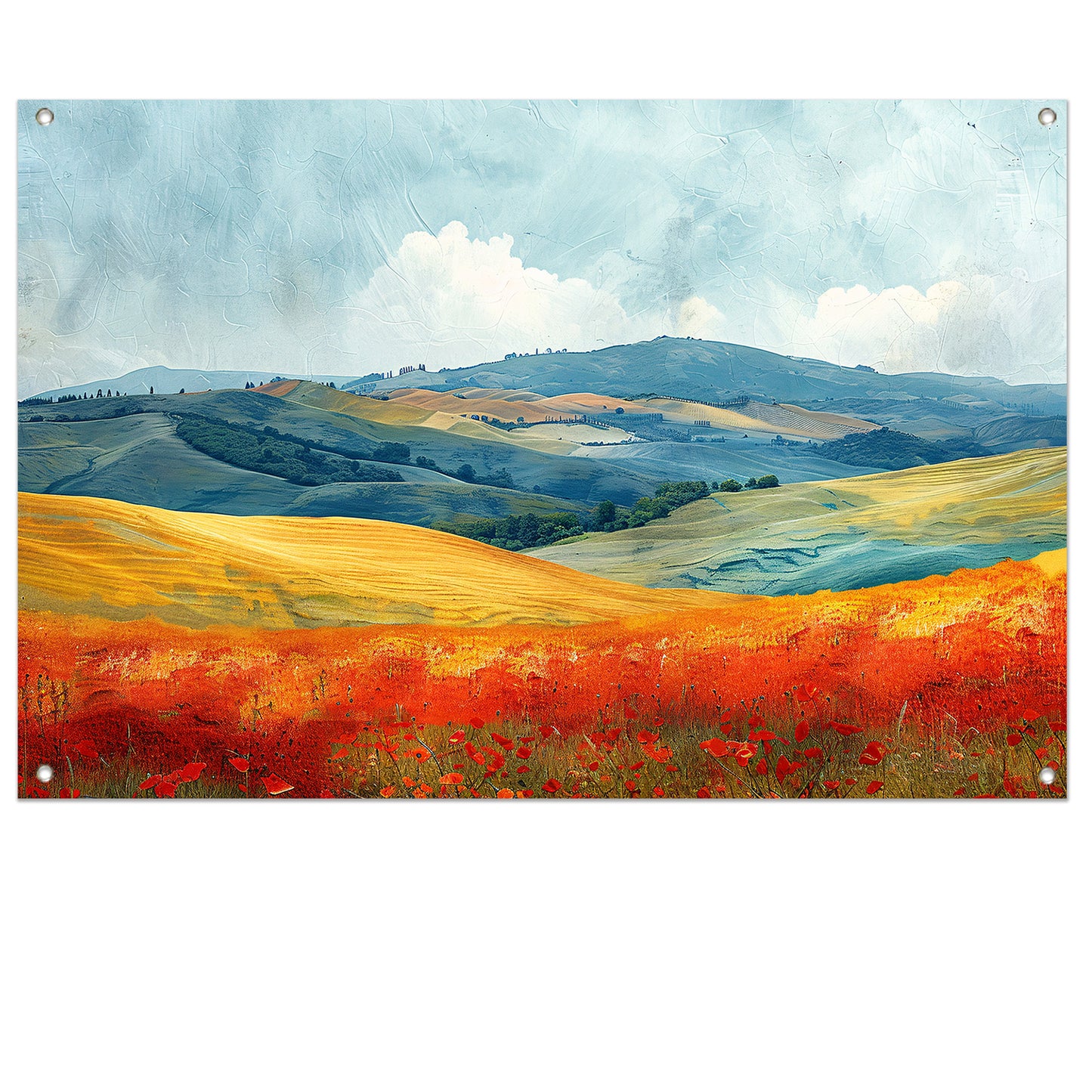 Zomerlandschap met Kleurrijke Velden tuinposter