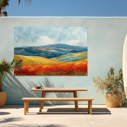 Zomerlandschap met Kleurrijke Velden tuinposter