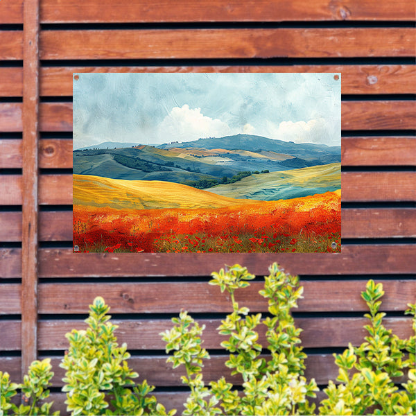 Zomerlandschap met Kleurrijke Velden tuinposter