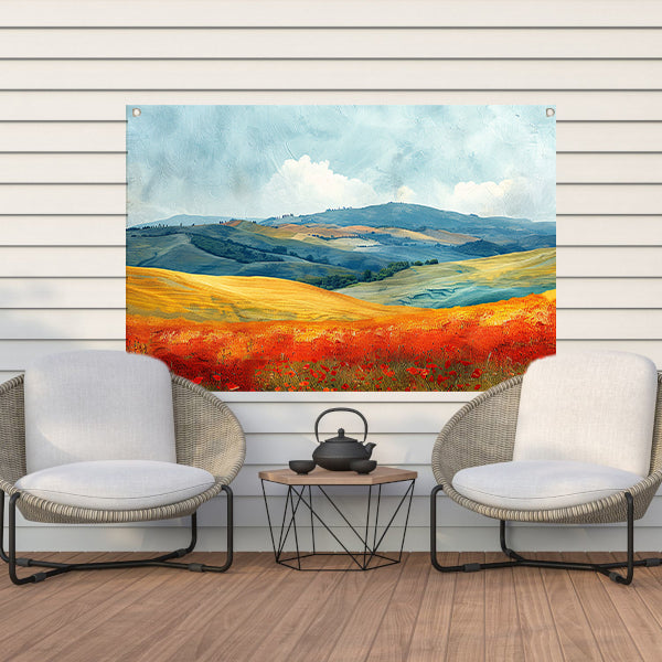 Zomerlandschap met Kleurrijke Velden tuinposter