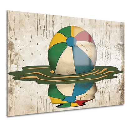 Vintage Strandbal in Levendige Kleuren acrylglas