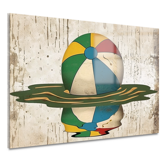 Vintage Strandbal in Levendige Kleuren acrylglas