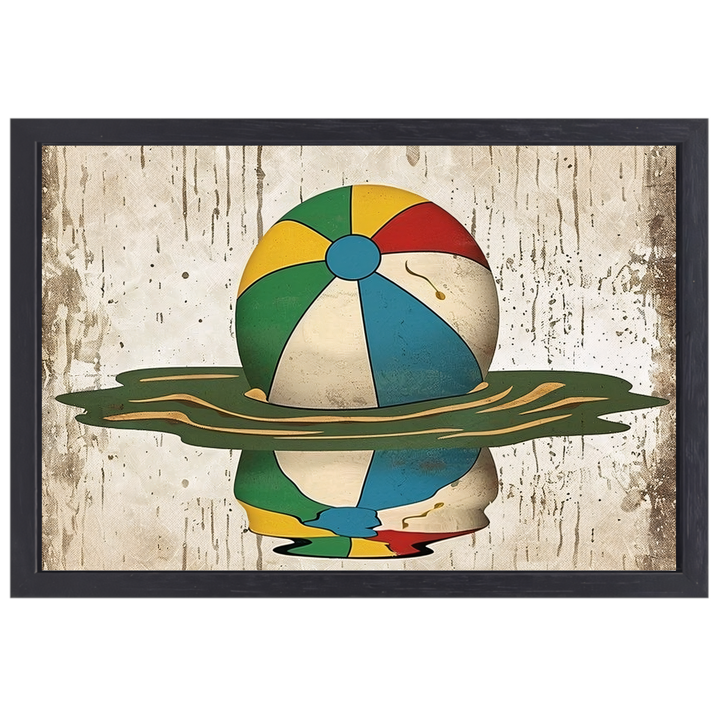 Vintage Strandbal in Levendige Kleuren canvas met baklijst