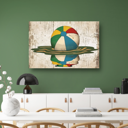 Vintage Strandbal in Levendige Kleuren canvas met baklijst