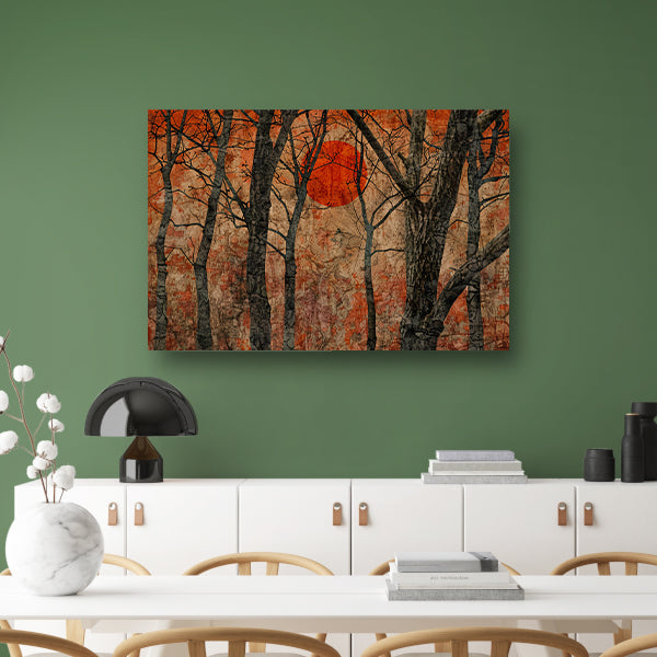 Avondzon door bomen acrylglas