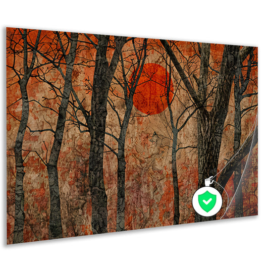 Avondzon door bomen poster