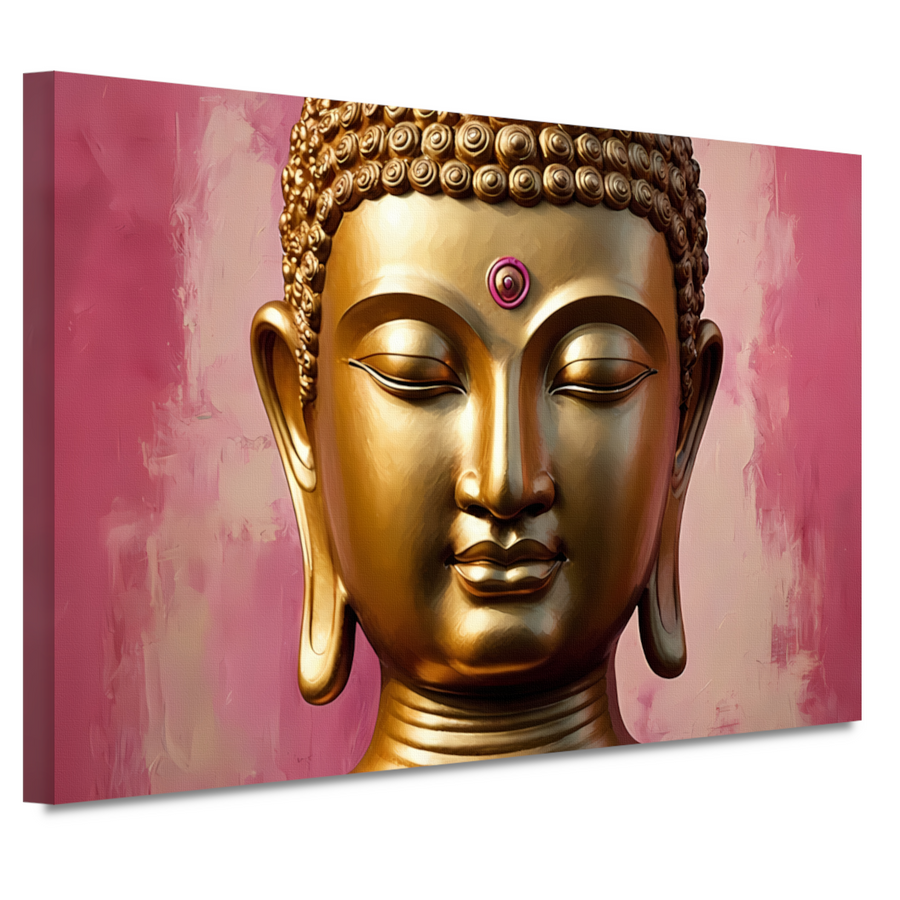 Serene Gouden Boeddha met Roze Achtergrond canvas