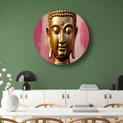Serene Gouden Boeddha met Roze Achtergrond forex muurcirkel