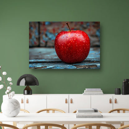 Rode Appel Bedekt met Dauwdruppels canvas