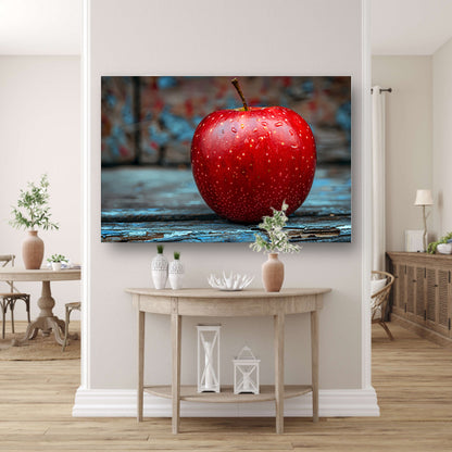 Rode Appel Bedekt met Dauwdruppels canvas