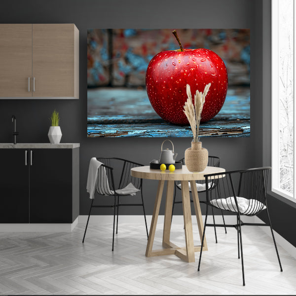 Rode Appel Bedekt met Dauwdruppels canvas