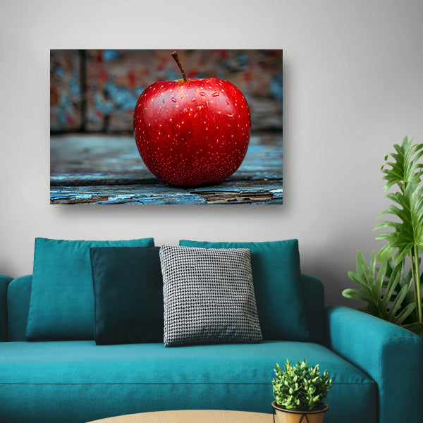 Rode Appel Bedekt met Dauwdruppels canvas