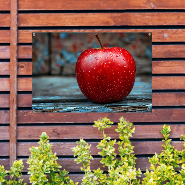 Rode Appel Bedekt met Dauwdruppels tuinposter