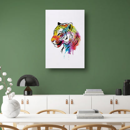 Expressieve Kleurrijke Tijger Line Art poster
