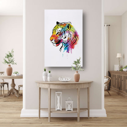 Expressieve Kleurrijke Tijger Line Art acrylglas
