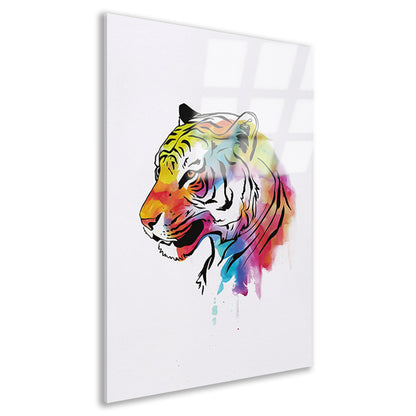 Expressieve Kleurrijke Tijger Line Art acrylglas