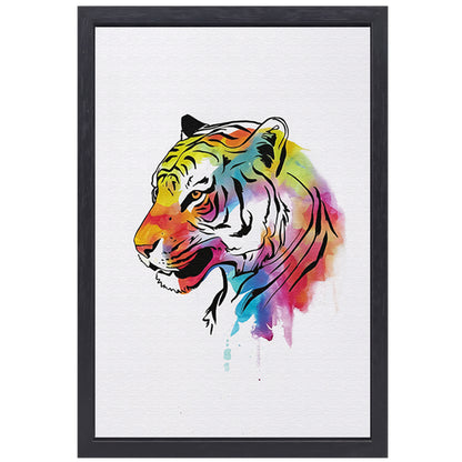 Expressieve Kleurrijke Tijger Line Art canvas met baklijst
